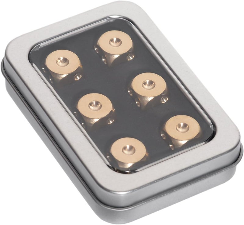 CKLT 6 Sided Metal Brass Dice with Gift Metal Case & Portable Bag, 6pcs Solid Brass Dice for Tables Board Game Poker Party Playing Games, Ideal Men's Collection Gift - Image 1